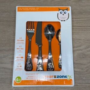 Your Zone kids 4 piece owl stainless steel flatware set